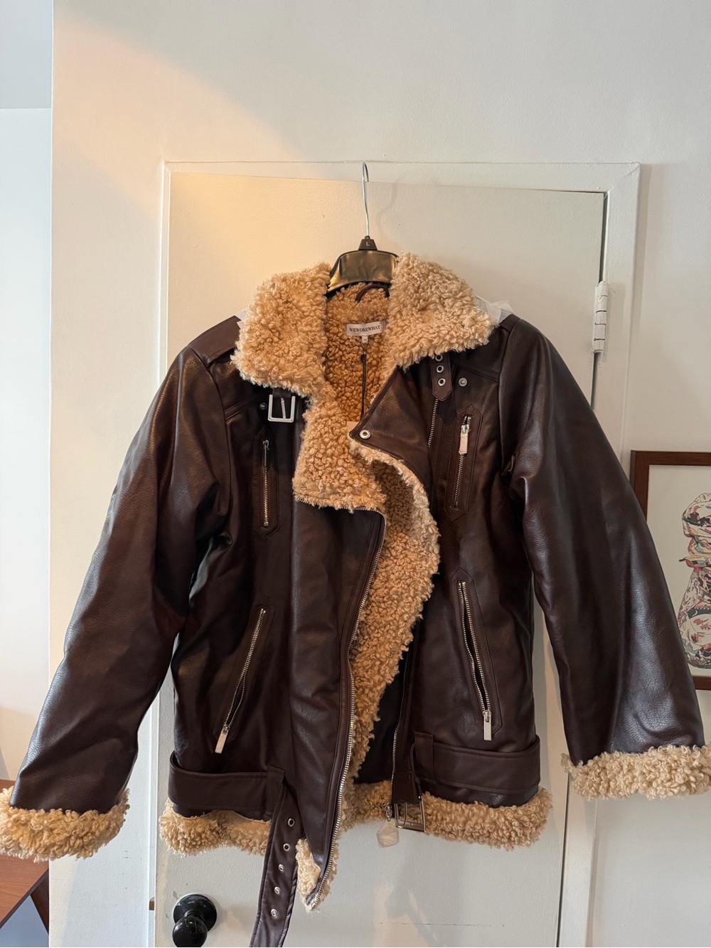 WeWoreWhat Oversized Sherpa Moto Jacket NWT